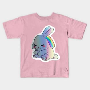 Pouty Rainbow Bunny Kids T-Shirt
